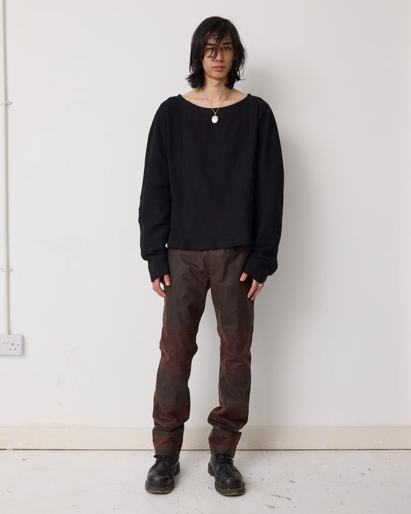 TRIPTYCH PULLOVER - BLACK WAFFLE