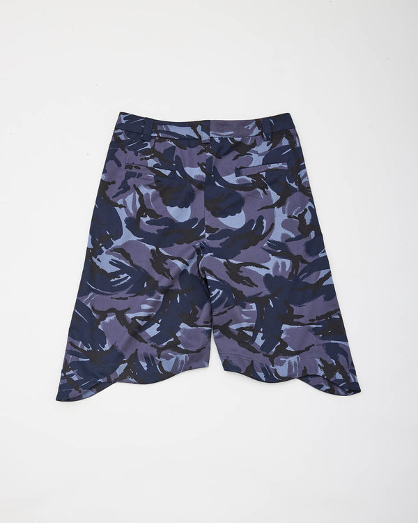 CURVE HEM SHORTS - BLUE CAMOUFLAGE