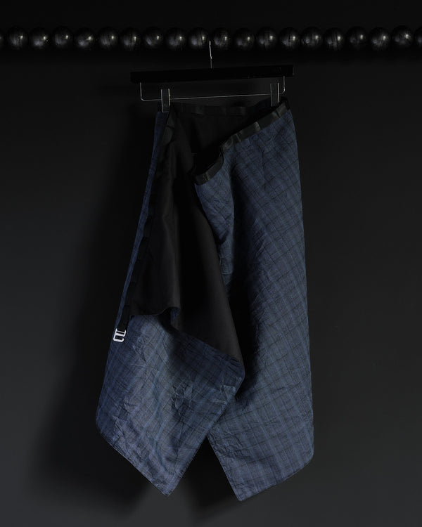 REVERSIBLE WRAP SKIRT - BLUE CHECK