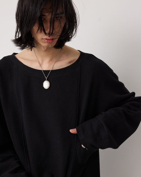 TRIPTYCH PULLOVER  - BLACK WAFFLE