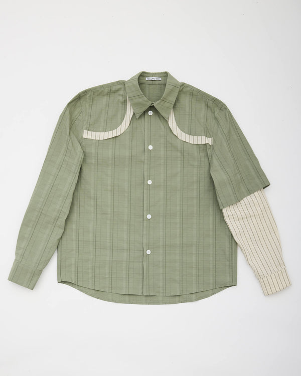 CONTRARY SHIRT - GREEN DOBBY STRIPE
