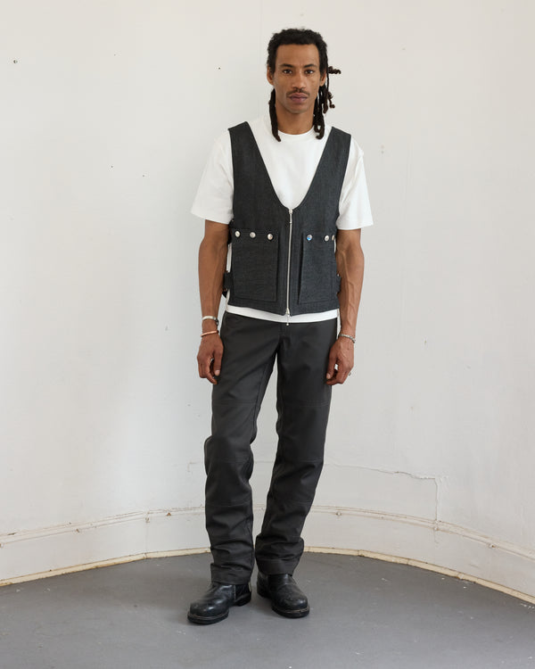 STRAP VEST - BLACK DENIM