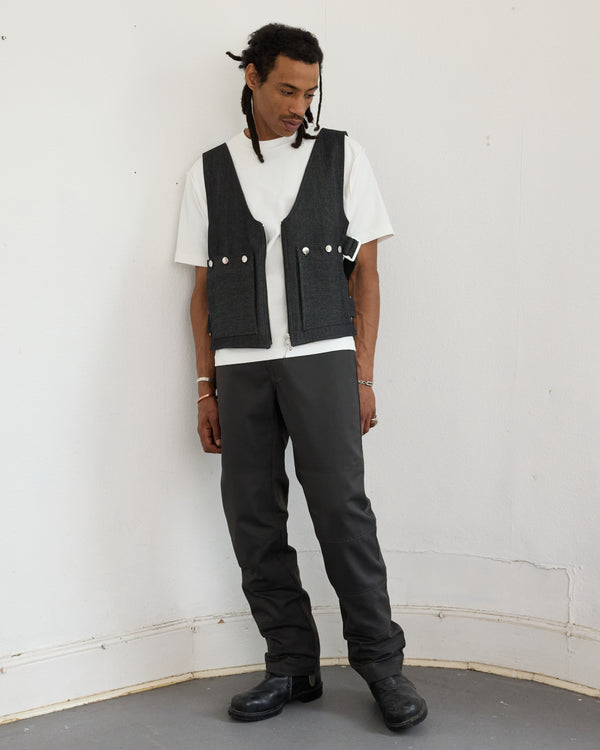 STRAP VEST - BLACK DENIM