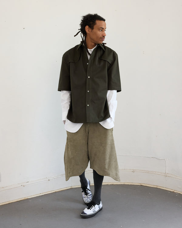 CURVE HEM SHORTS - SAGE GOAT SUEDE